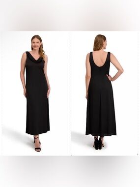 Laundry By Shelli Segal Black Sleeveless Cowl Neck Maxi Dress